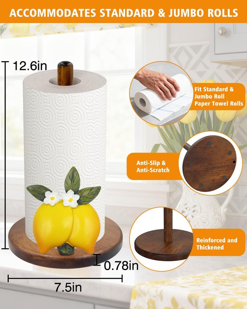 GAJ Lemon Paper Towel Holder - Lemon Decor for Kitchen Farmhouse Bathroom Countertop - Gifts for Women Mom Grandma - 3D Funny Yellow Stuff Decorative Accessories - Image 5